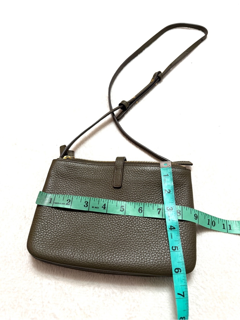 Annabel Ingall Pebbled Leather Crossbody Purse Bag Snap Convertible Zip Top - Picture 4 of 7